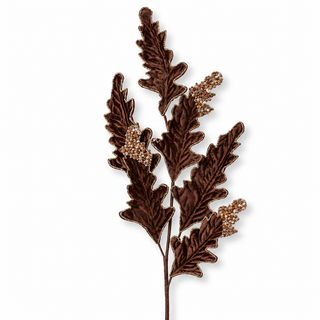 Set 2 pz. Rami Decorativi Foglie di Quercia Fiori di Lena h 75 cm.