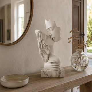 Scultura Bacio Stilizzato Base Marmo Bongelli Preziosi h.38 cm.