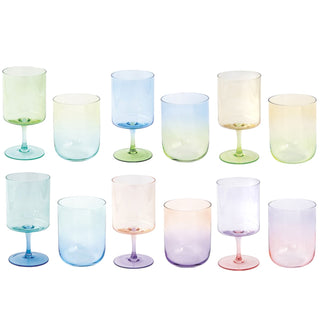 Set 6 Bicchieri Bassi +6 Calici "Rainbow" Easy Life