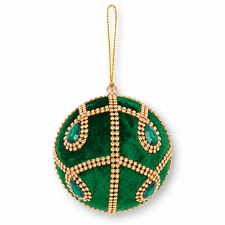 Set 3 pz. Pallina in Velluto Verde con Pietre Sara's Idea h.10 cm.