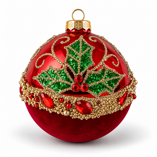 Set 4 pz. Sfere Glass Ball "Emozioni di Natale" Fiori di Lena Ø10 cm.