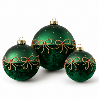 Set 2 pz. Sfere Glass Ball "Emozioni di Natale" Fiori di Lena Ø12 cm.
