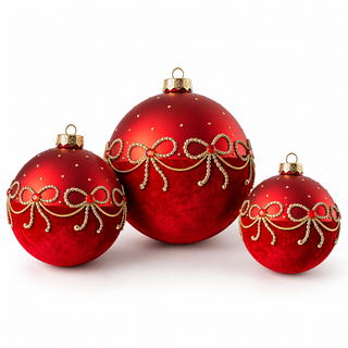 Set 2 pz. Sfere Glass Ball "Emozioni di Natale" Fiori di Lena Ø12 cm.