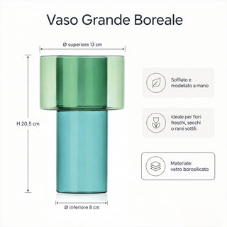 Vaso Grande Petrol-Green "Boreale" Ichendorf Milano h. 20.5 cm.