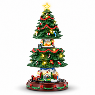 Albero di Natale Musicale a 2 Livelli con Movimento Mr. Christmas h.44.5 cm.