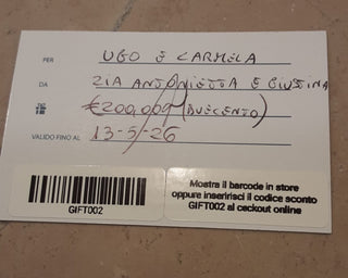 GIFT CARD ARGENTERIA € 200 - GIFT002