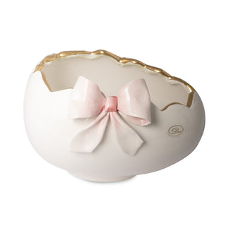 Uovo Fiocco Rosa Dea Capodimonte h.15 cm.