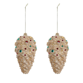 Set 6 Pigne Glitter Fiori di Lena h.10 cm.