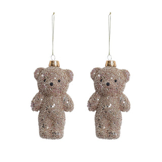 Set 4 Decorazioni Teddy Fiori di Lena h.14 cm.