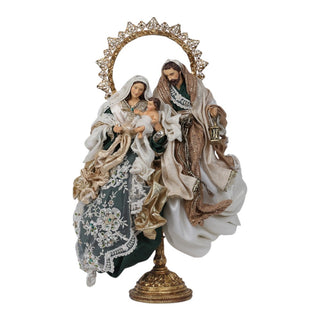 Sacra Famiglia su Base Fiori di Lena h.36 cm.