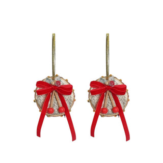 Set 6 Decorazioni Tamburello Fiori di Lena Ø 8 cm.