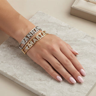 Bracciale Manetta Con Nome Personalizzabile in Acciaio Gold