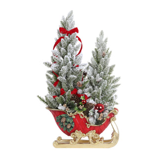 Slitta con Due Alberi Fiori di Lena 30x55 cm.