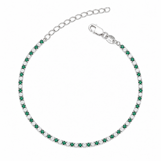 Bracciale Tennis Argento 925% White Green 1,5 mm.