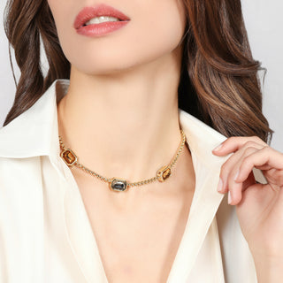 Collana Joya Tre Cristalli Unoaerre