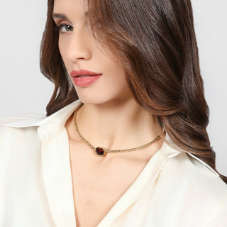 Collana Joya Cristallo Marrone Unoaerre