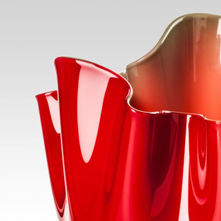 Vaso Fazzoletto Large Rosso Verde Mela Venini h. 31 cm.