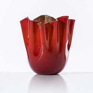 Vaso Fazzoletto Large Rosso Verde Mela Venini h. 31 cm.