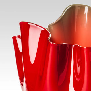 Vaso Fazzoletto Small Rosso Verde Mela Venini h. 13.5 cm.