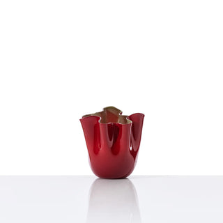 Vaso Fazzoletto Small Rosso Verde Mela Venini h. 13.5 cm.