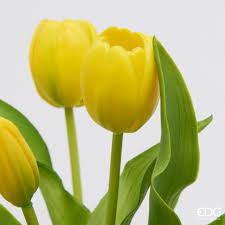 Bouquet di 5 Tulipani Gialli Real Touch EDG h. 30 cm.