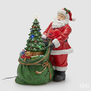 Decoro Babbo Natale con Sacco Musica, Movimento e Led EDG h.47 cm.