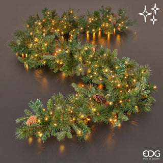 Festone Natale Pino con Pigne 300 Led EDG h. 270 Cm