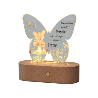 Bomboniera Lampada Led Fatina e Funghetto AD 14,5x16 cm.