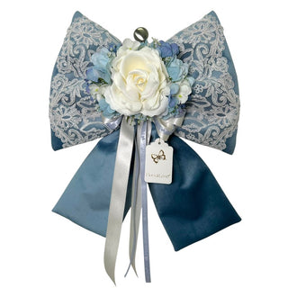 Fiocco in Velluto Azzurro Fiori di Lena h. 44 cm.