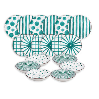 Servizio di Piatti 18 pz. "Moon Teal Mirage" Andrea Fontebasso