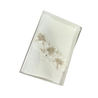Runner in Tessuto Bianco/Oro Fiori di Lena 120 cm.