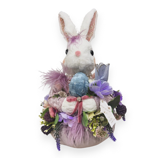 Coniglietta Pouf "Incanto di Pasqua" Fiori di Lena 24x45 cm.