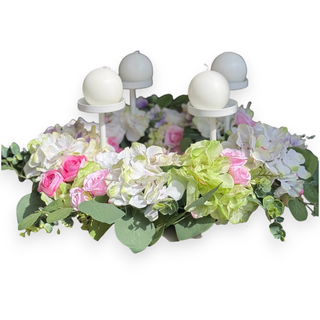 Centrotavola 4 Fiamme con Canedele "Incanto di Pasqua" Fiori di Lena Ø60 cm.