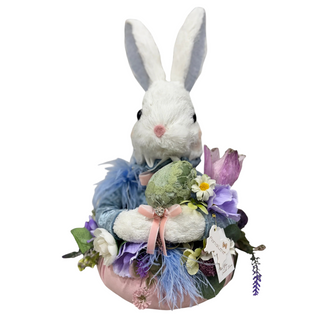 Coniglio Pouf "Incanto di Pasqua" Fiori di Lena 24x45 cm.