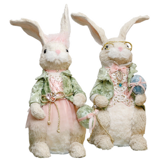 Coppia Conigli Pasquali Fiori di Lena h. 60 cm.