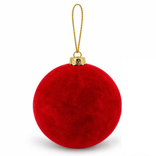 Set 2 pz. Sfere in Velluto Rosso h.12 cm.