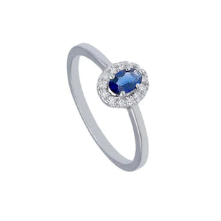 Anello In Oro Bianco 18 kt. Con Zaffiro e Diamanti Giorgio Visconti