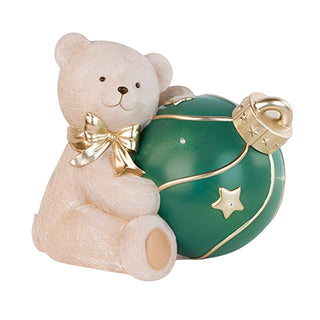 Orsetto con Fiocco Oro e Sfera Led TonoSuTono h.32 cm.