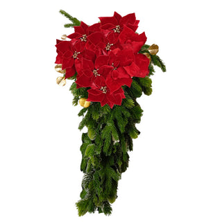 Ghirlanda Natalizia con Addobbi Fiori di Lena h.75 cm.