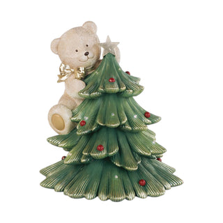 Orsetto con Fiocco Oro e Albero Led TonoSuTono h.40 cm.