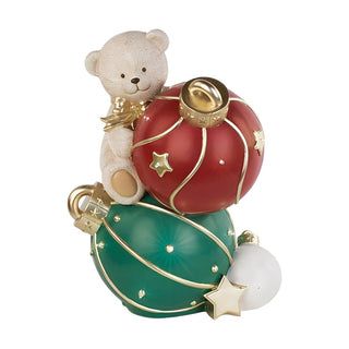 Orsetto con Fiocco Oro e 2 Sfere Led TonoSuTono h.52 cm.