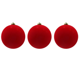 Set 3 Sfere in Velluto Rosso Ø 15 cm.