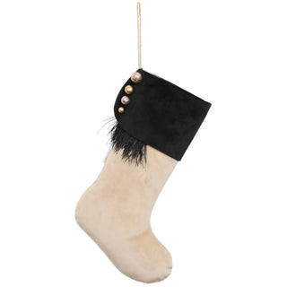 Calza in Velluto Nocciola/Nero Personalizzabile Fiori Di Lena h.43 cm.