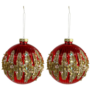 Set 6 Sfere di Natale Fiori di Lena Ø 10 cm.