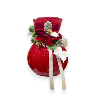 Vaso in porcellana Rosso Fiori di Lena h.22 cm.