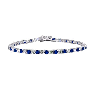 Bracciale Tennis Bianco/Blu in Argento 925%