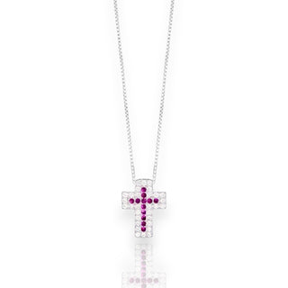 Collana Croce “Cross Fucsia” in Argento 925%
