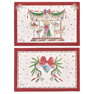 Set 2 Tovagliette Double Face  "La Giostra di Amelie" Nuvole di Stoffa 33x50 cm.