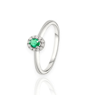 Anello In Oro Bianco 18 kt. Con Smeraldo e Diamanti Giorgio Visconti