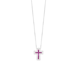Collana Croce “Cross Fucsia” in Argento 925%